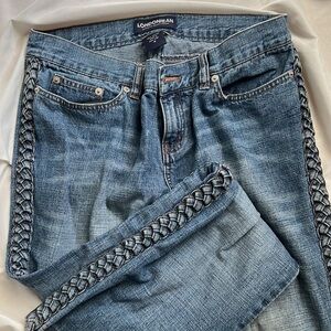 COPY - London Jean sz 8 straight leg jean with denim braiding on leg